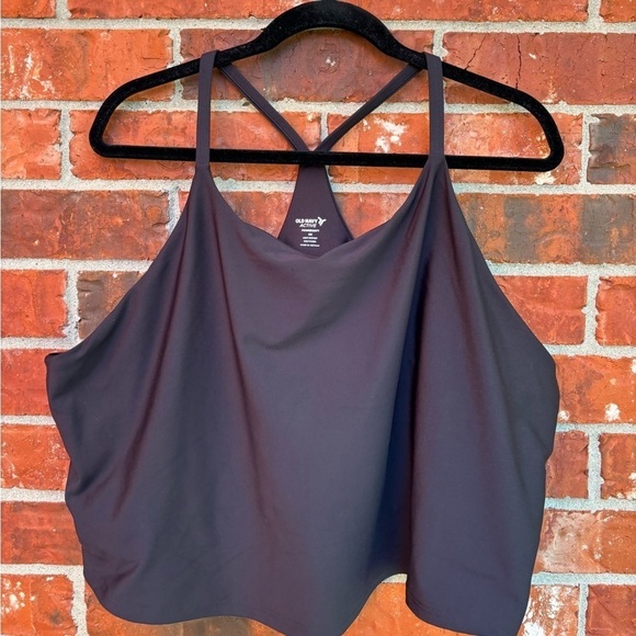 Old Navy Womens 4X Black Powersoft Sports Bra Cropped Tank Racerback - Picture 2 of 8